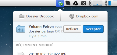 Une mise à jour du client Dropbox améliore l'expérience utilisateur - Possibilité d'accepter un dossier et fichier directement depuis la vue du client