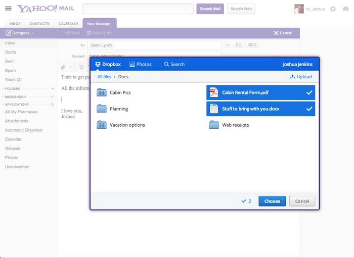 Yahoo! Mail s'offre l'intégration de Dropbox