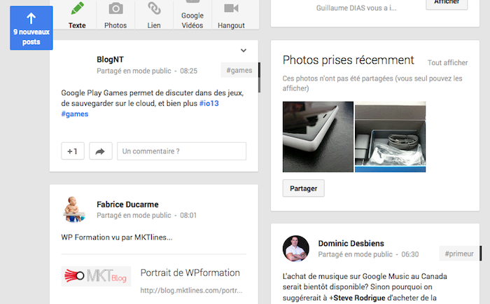 Pinterestification des publications de Google+