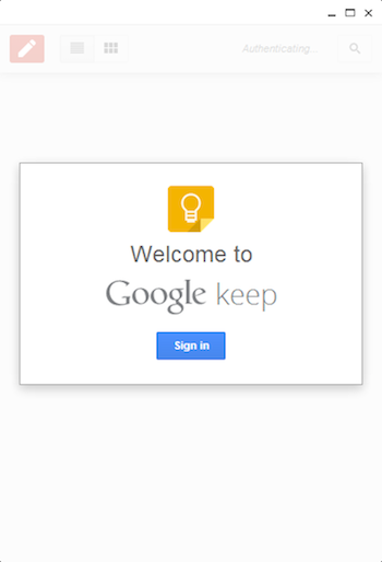 Authentification sur Google Keep