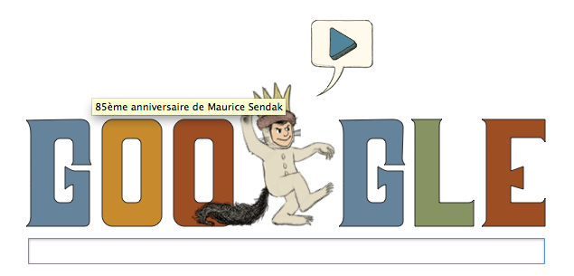 Maurice Sendak en doodle du jour pour son 85ème anniversaire