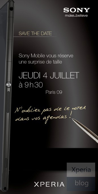 Sony Xperia Z Ultra (Togari) pourrait être dévoilé à Paris le 4 juillet