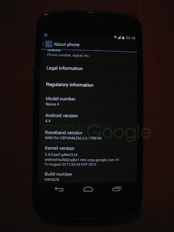 Un Nexus 4 avec Android 4.4