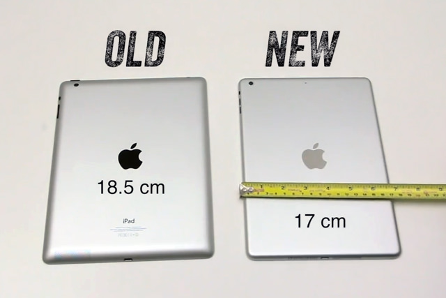 Comparaison de la largeur entre l'iPad 4 et l'iPad 5