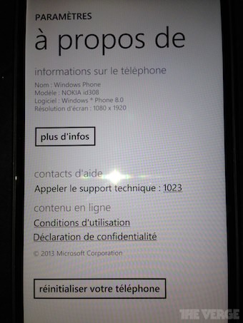 Caractéristique de l'écran du Lumia 1520