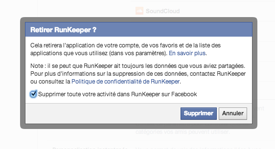Supprimer les comptes liés