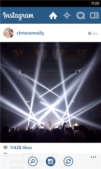 Accueil d'Instagram sur Windows Phone