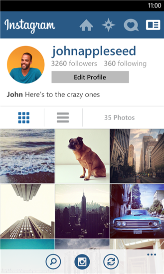 Profil Instagram sur Windows Phone