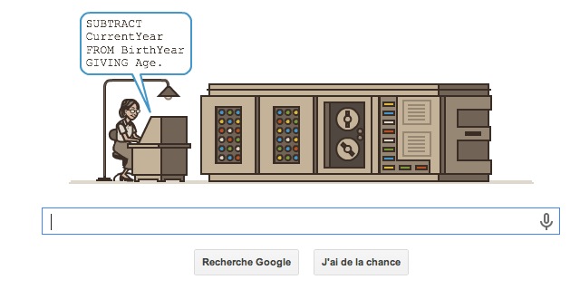 Grace Hopper, l'informaticienne américaine, dans le doodle du jour