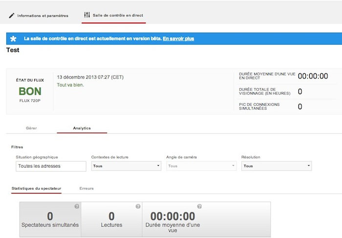 Statistiques de la diffusion Live YouTube étend la diffusion en direct à toutes les chaînes