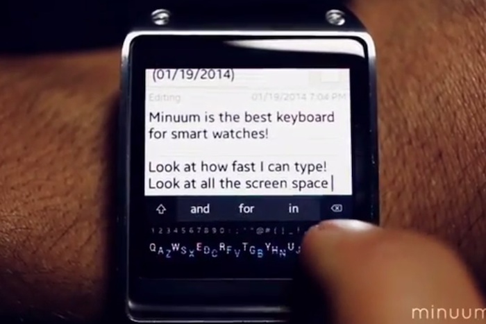 Un clavier miniature 'Minuum' repéré sur une Galaxy Gear