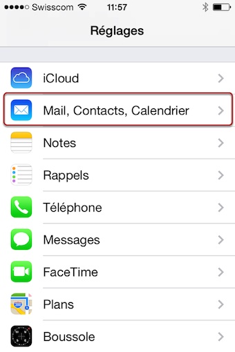 Mail, Contacts, Calendrier sur iOS 7