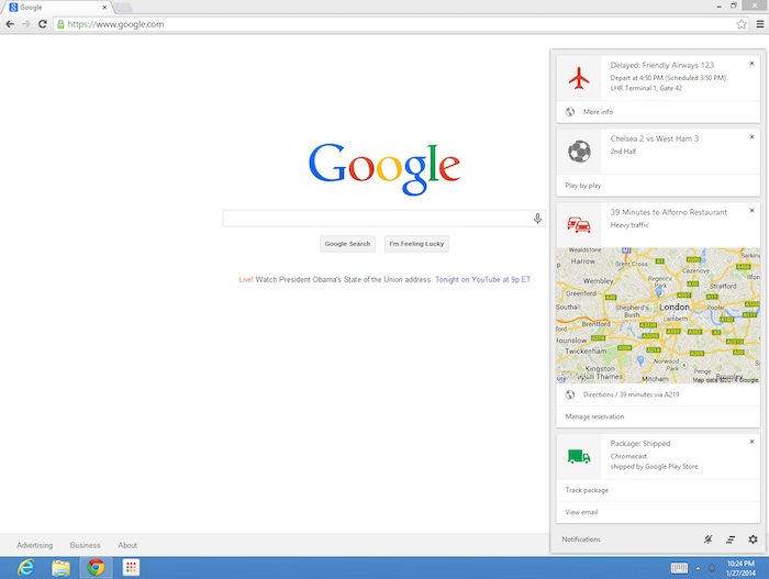 Google Now arrive dans la version de bureau de Chrome Bêta