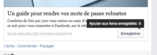 Vous pouvez désormais cliquer sur un bouton 'Enregistrer'
