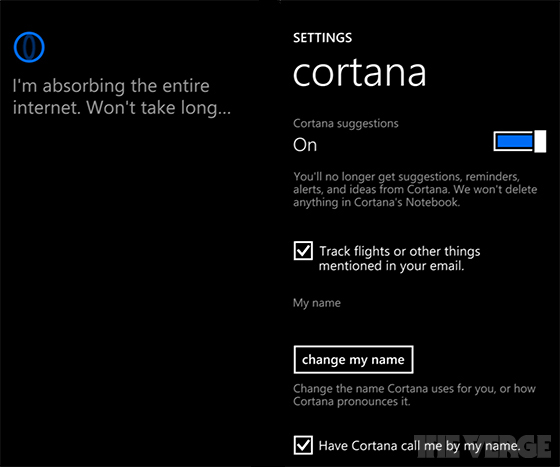 Paramètres de Cortana