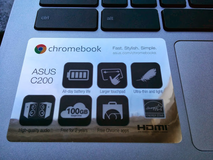 Caractéristiques de l'Asus C200 Chromebook