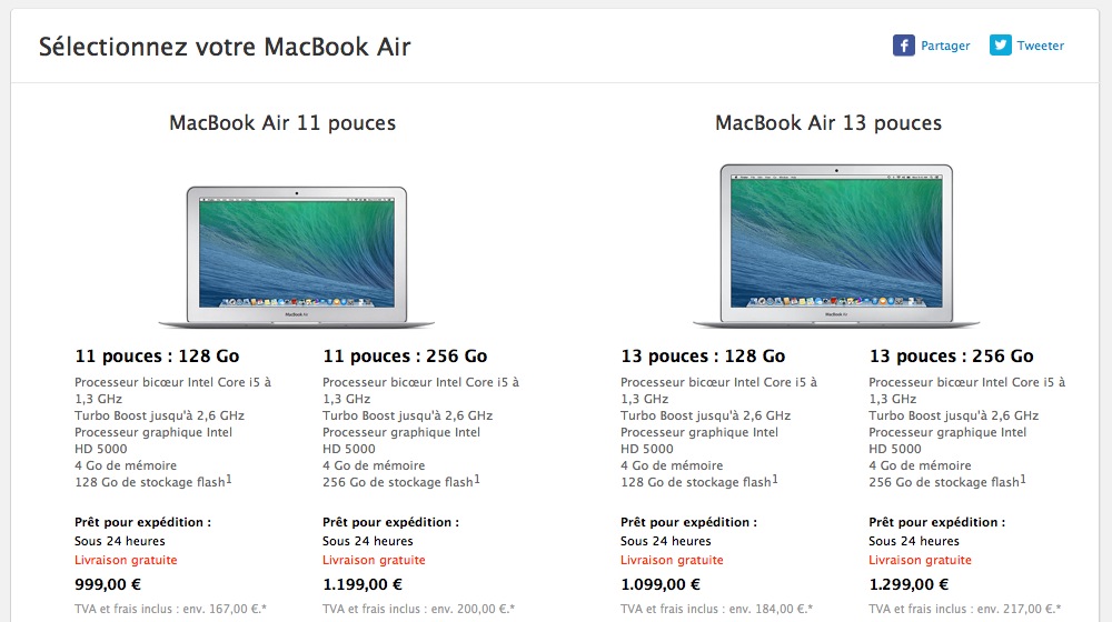 Gamme actuel de MacBook Air