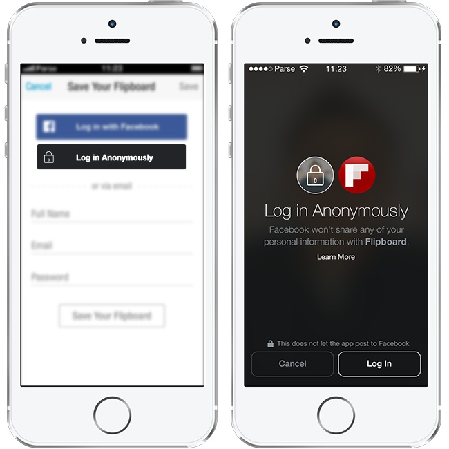 Bouton pour connexion anonyme