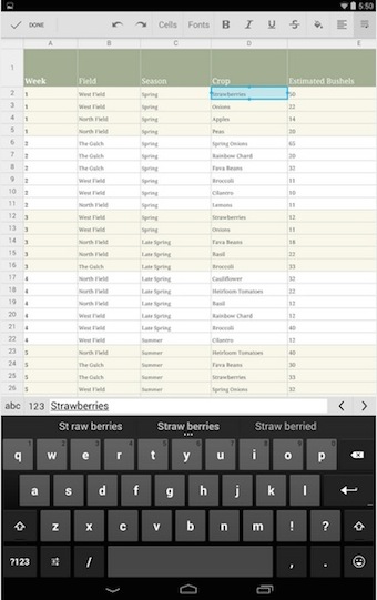 Google Sheets sur Android - 1