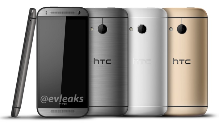 Un HTC One Mini 2 : métal argent et or