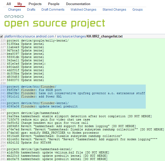 Un dispositif Flounder trouvé dans le code source de l'Android Open Source Project