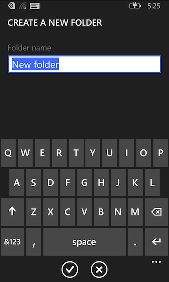 Windows Phone 8.1 : création d'un nouveau dossier