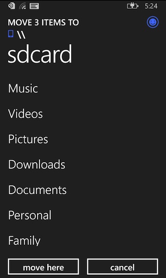 Windows Phone 8.1 : déplacement de fichiers