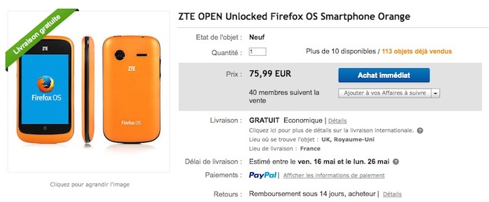 ZTE Open C : le smartphone Firefox OS vendu 76 euros