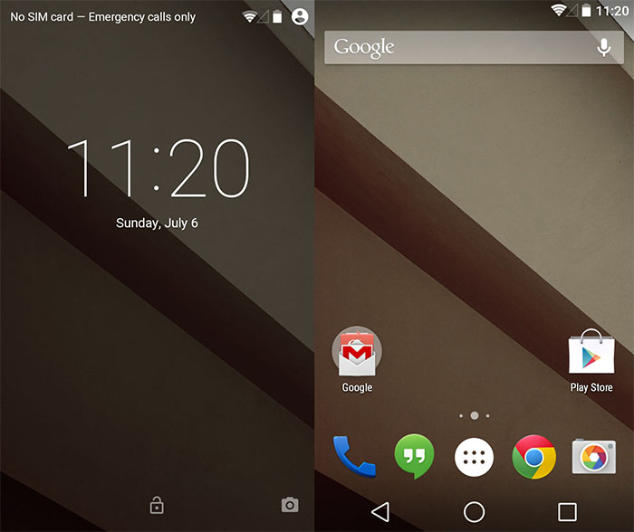 Captures d'écrans de Android L sur le Nexus 4