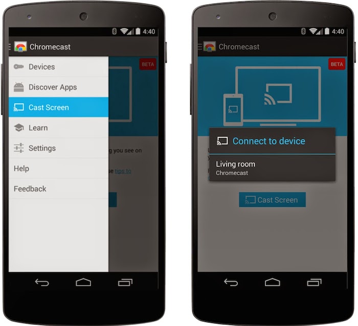 Chromecast : le mirroring sur Android