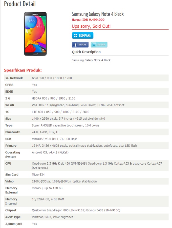 Galaxy Note 4 : les spécifications complètes dévoilées