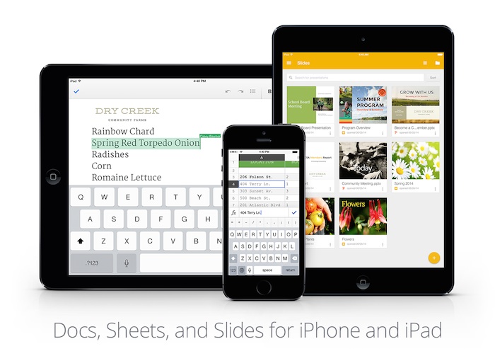 Google pousse Slides sur iOS, et met à jour Docs et Sheets