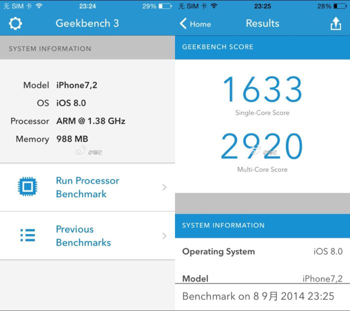 iPhone 6 : il apparaît dans Geekbench