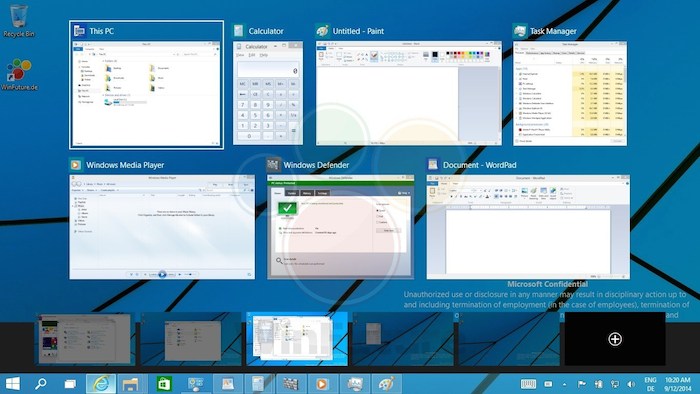 Navigations dans les bureaux virtuels sur Windows 9