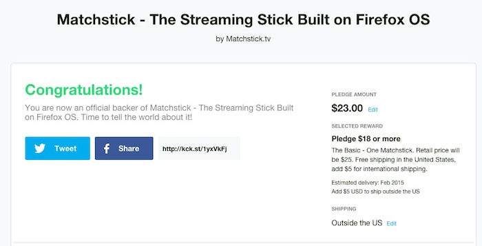 Matchstick sur Kickstarter