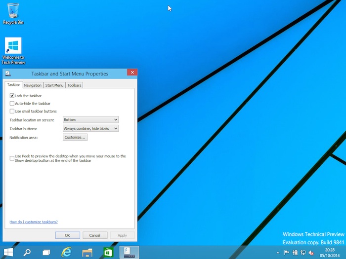 Windows 10 : propriété du menu Démarrer