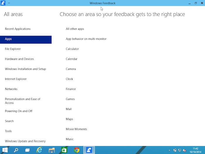 Windows 10 : Feedback
