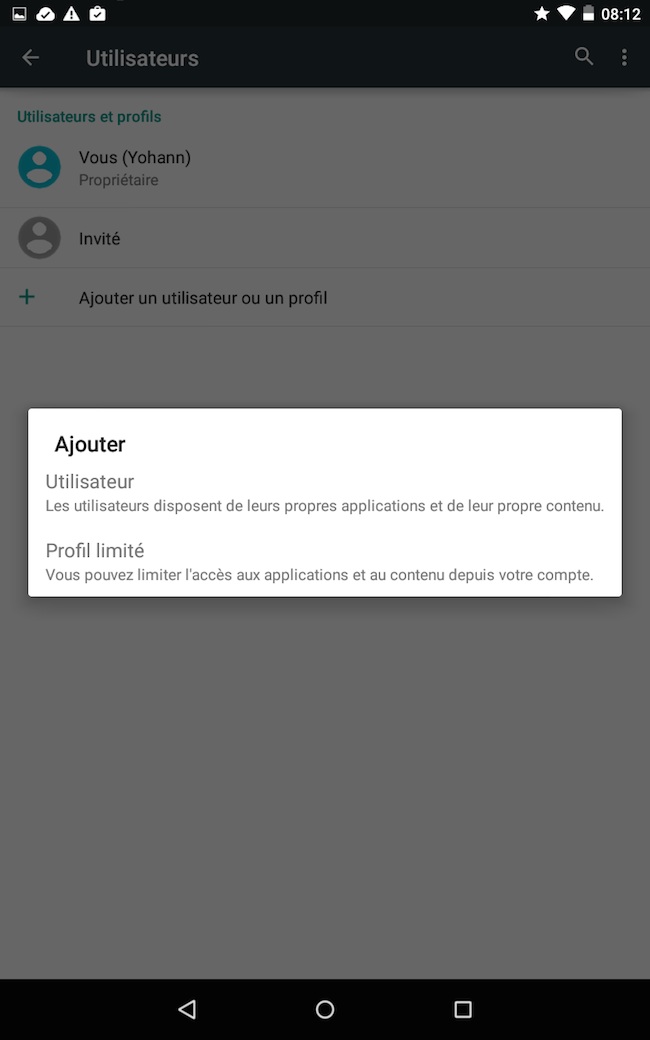 Android 5.0 Lollipop : utilisateur invité