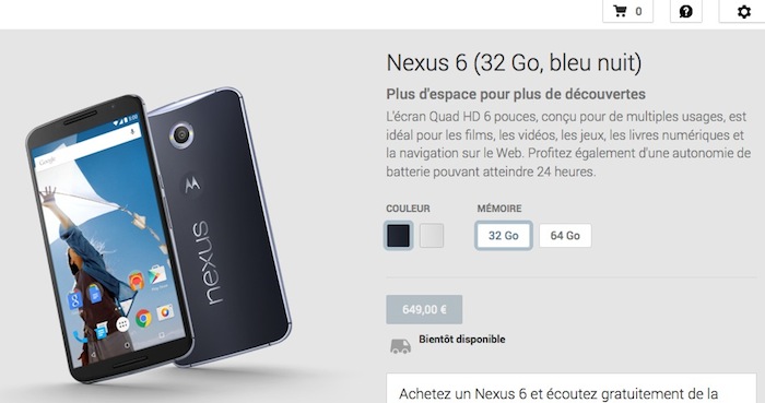 Nexus 6 : le smartphone se retrouve sur le Google Play Store 