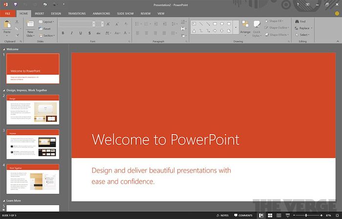 PowerPoint sous Office 16