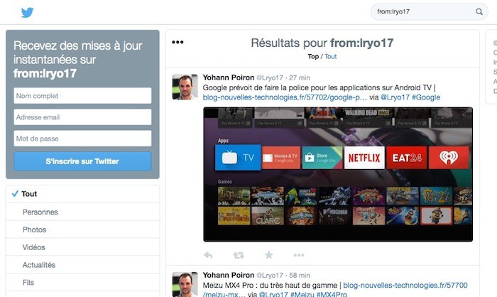 Utilisation du moteur de recherche de Twitter Utilisation du moteur de recherche de Twitter