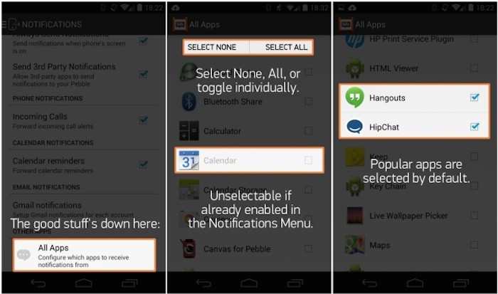 Une mise à jour de la Pebble ajoute le support pour toutes les notifications Android