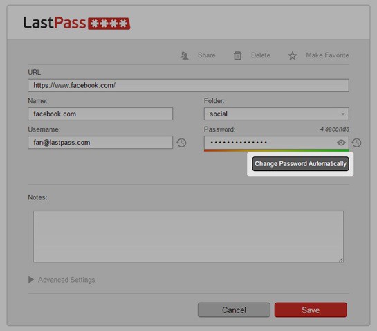 LastPass : changement automatique des mots de passe