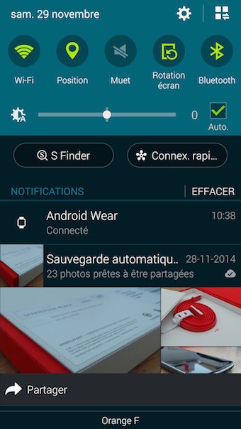 Galaxy Note 4 : menu des notifications