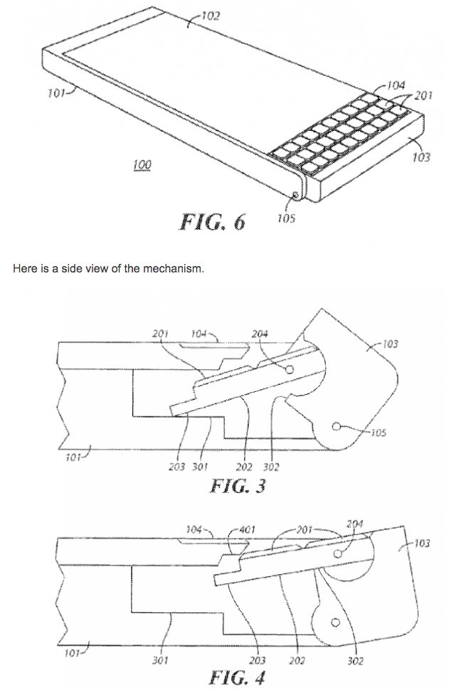 Brevet BlackBerry clavier coulissant