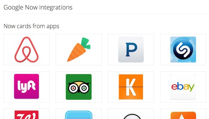 Galerie applications tierces Google Now