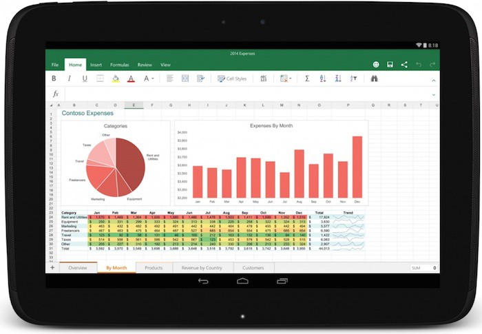Excel sur tablette Android