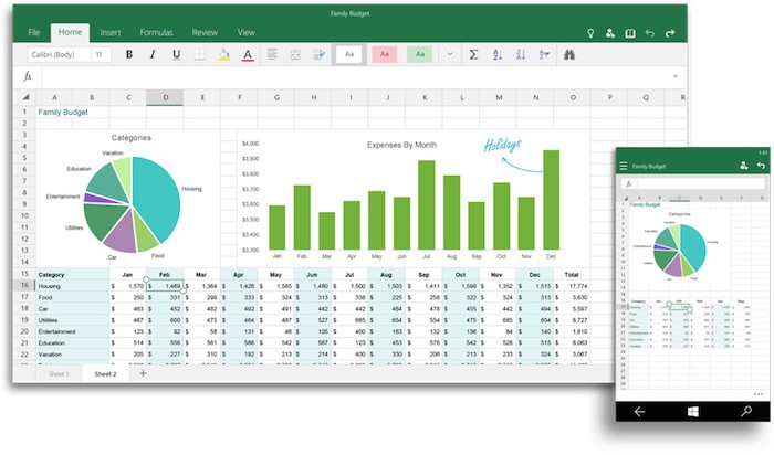 Excel pour Office pour Windows 10
