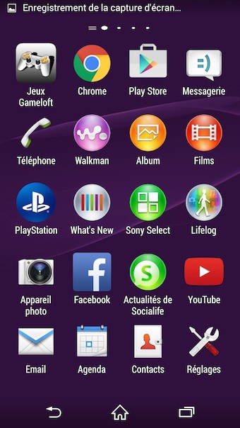 Xperia Z3 : liste des applications