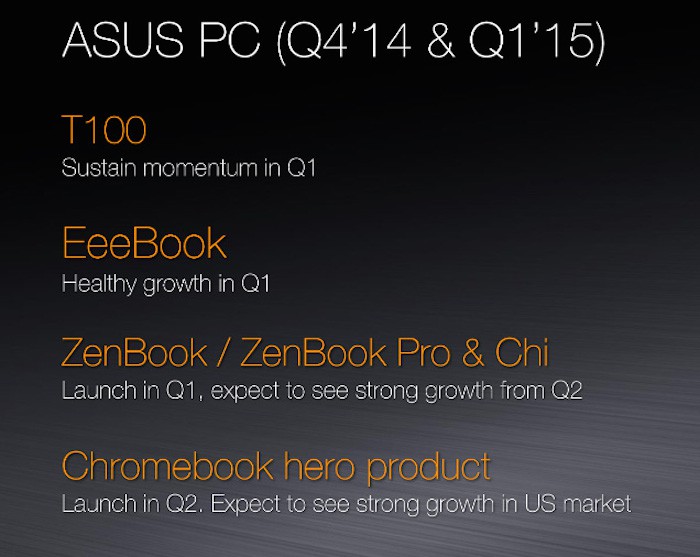 ASUS va lancer le Zenbook Pro en mars, et des Chromebooks en 2015